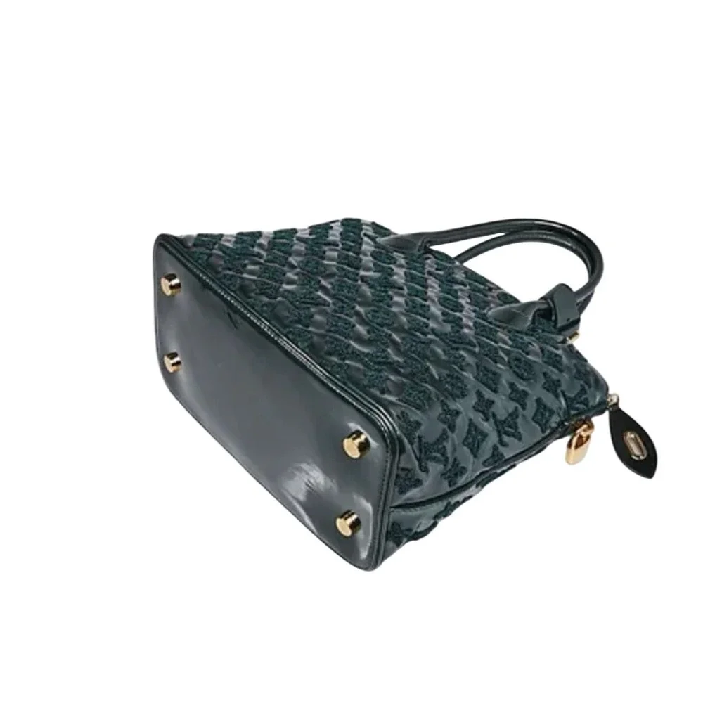 Louis Vuitton Lockit‎ MM Women Medium Green Excellent Monogram Tuile Patent Bag
